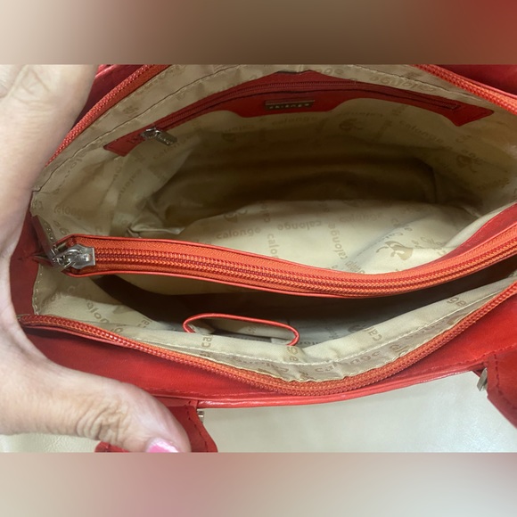 ❌❌❌SOLD❌❌❌ORIGINAL CALONGE PURE LEATHER WOVEN BAG! In a beautiful red color! - Picture 2 of 3